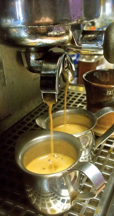 pulling espresso shots