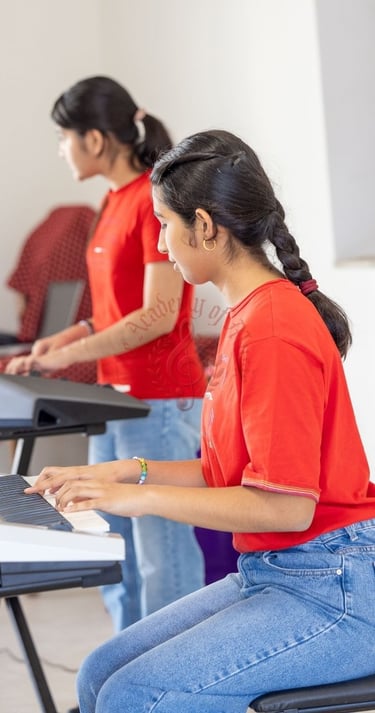 Students performing at the home for the aged.
