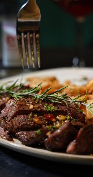 Pièce de viande halal grillée avec frites maison au restaurant La Parisienne à Nîmes