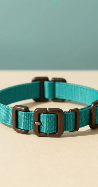 Collar ajustable de nailon color verde azulado para mascotas con hebillas marrón oscuro, para perros