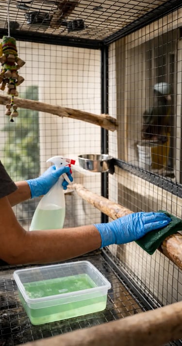 nettoyage et entretien de volière à domicile pour oiseaux et perroquets