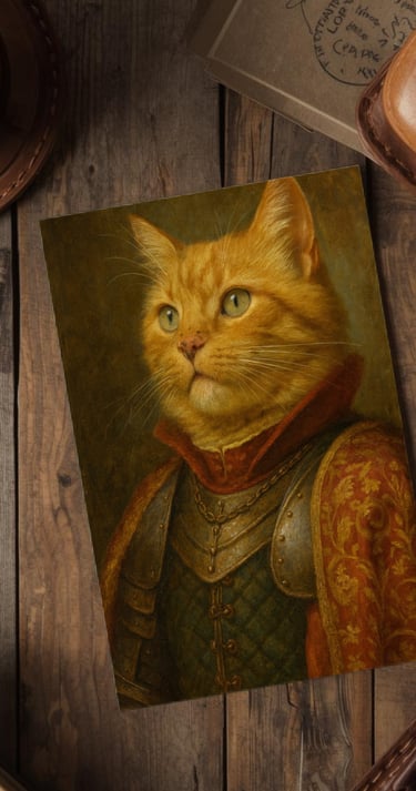 Basil T Cat Regal Rogue on wooden table