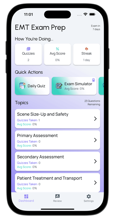 emt exam prep screenshot