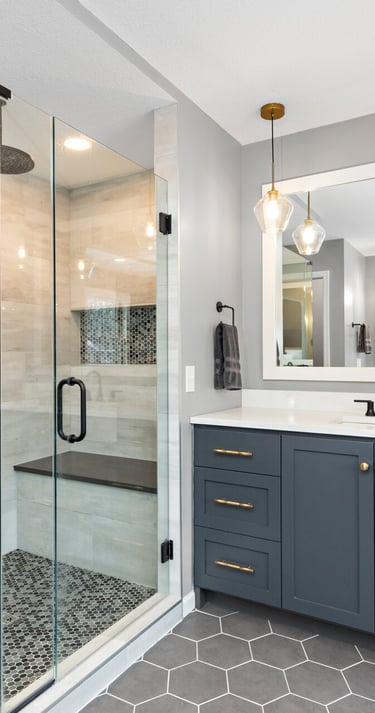 our Dream Bathroom Starts with Stylish Vanities, Modern Fixtures, and Expert Design!