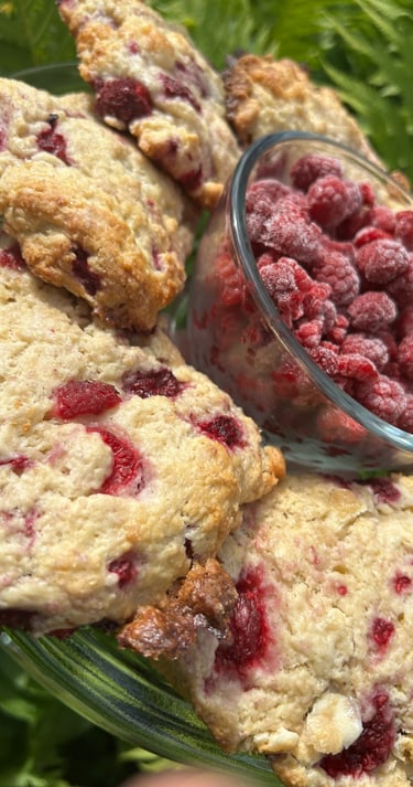 Peanut and Tree Nut Free White Chocolate Raspberry Scones