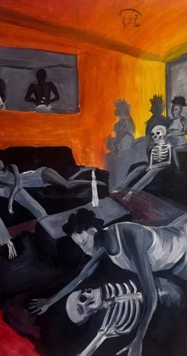 Shadows in the Room Size: 36" x 42" Medium: Acrylic on Canvas Description: Our shadows keep us compa