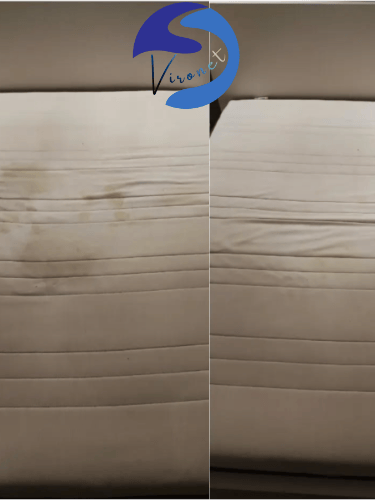 Avant-après du nettoyage d’un matelas à Verviers avec élimination des taches profondes et auréoles