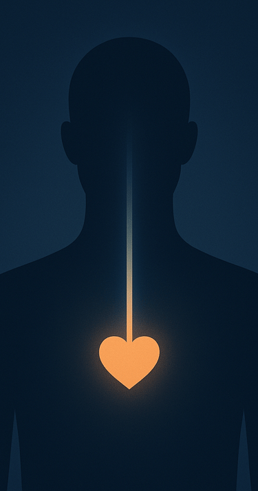 Ilustração do tórax com coração aceso — prática de atenção no corpo