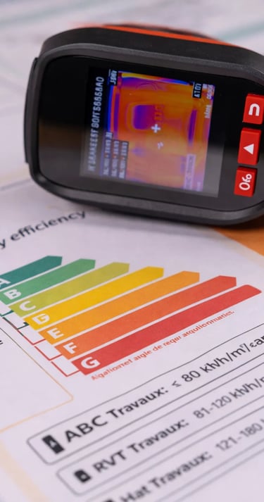 A thermal camera and energy efectiveness chart for an apartment or building