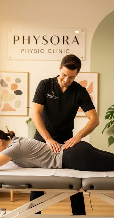 Therapist assisting patient with leg strengthening exercises