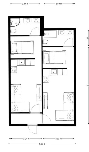 Patalpų pritaikymo nuomai vizualizacija Krėvės pr. Kaune