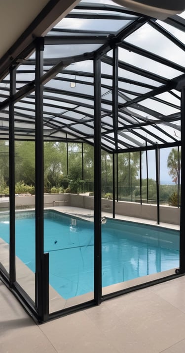 Protective paint finish on Florida pool enclosure
