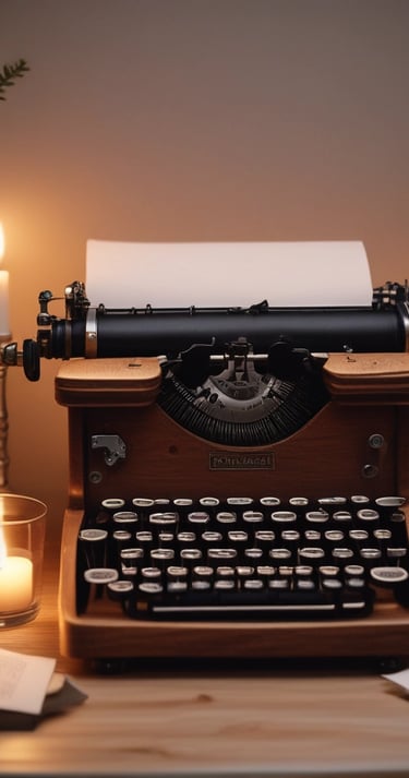 black Corona typewriter on brown wood planks