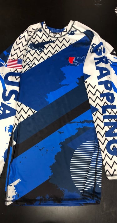 USA Grappling blue Sublimated rash guard