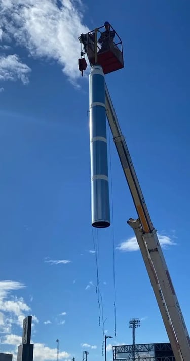 Tiro de extracción de sistema de extracción y filtrado siendo transportado por una grua