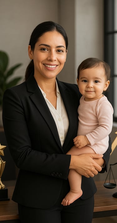 Mãe-confiante-em-ambiente-profissional-elegante