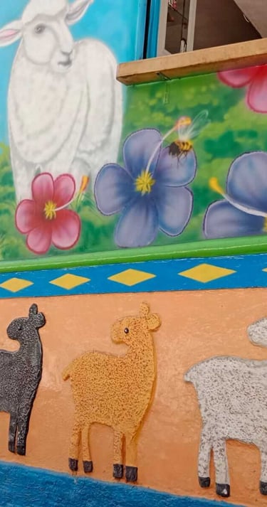 Art Graffiti junto a zócalo en Guatapé