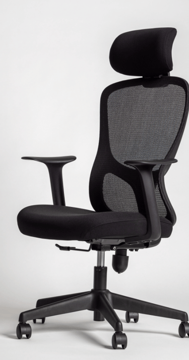 Silla Axis negra con cabecera para jornadas de oficina