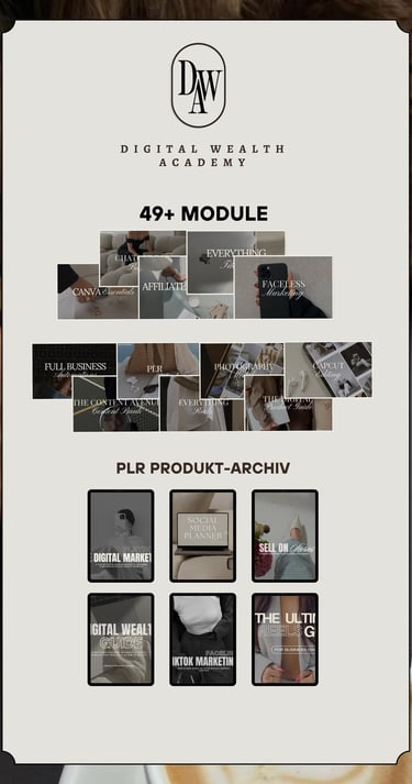 Burnout Business Kurs – über 49 Module und exklusives PLR-Produkt-Archiv in der Digital Wealth Academy für Online-Business Au