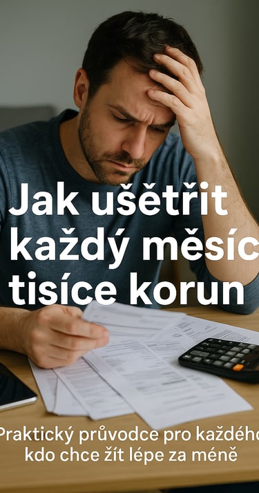 Znepokojený muž počítá výdaje, aby každý měsíc ušetřil.