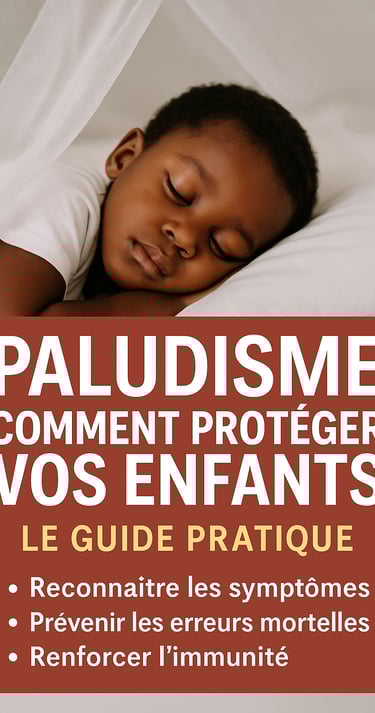 "Couverture de l'ebook Paludisme Express avec un enfant africain dormant sous moustiquaire, guide pr