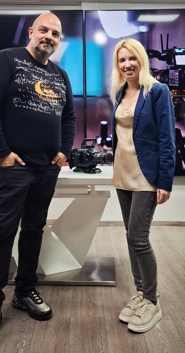 Δάφνη Γρηγοριάδη με Κωνσταντίνο Κλάδο στο studio Stent.net