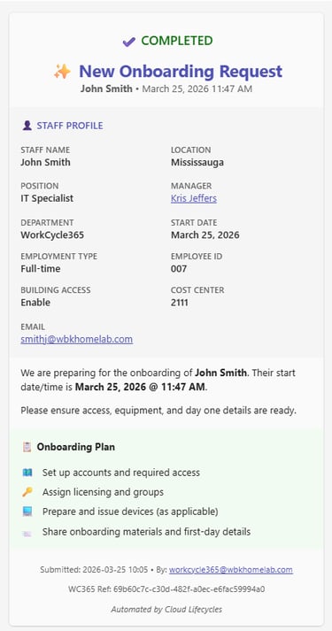 New Hire Onboarding Request
