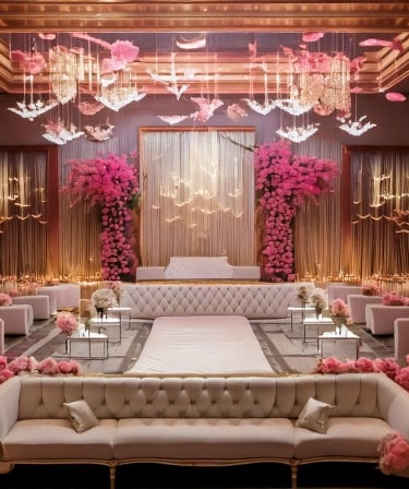 a luxury wedding stage in dubai created by tsameem events