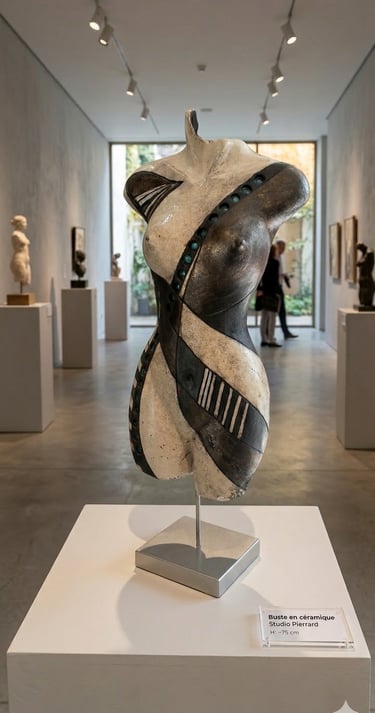 Sculpture buste féminin en céramique Raku - Daniel Pierrard artisan d'art contemporain