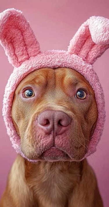 Pitbull con gorrito de conejo adorable