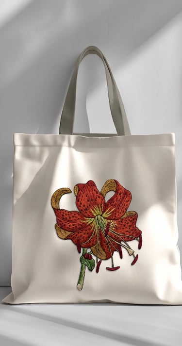 Bolsa de manta con flor de Lily bordada a mano