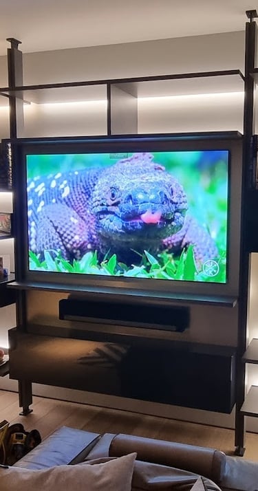 MountMyTV - LG 65" OLED C4 mounted on to a custom built media wall