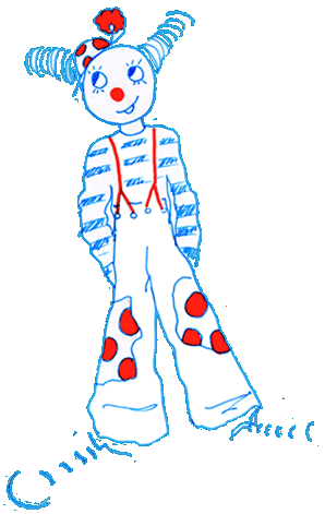 dessin d'un enfant déguisé en clown pou un anniversaire cirque avec lili, ses comédiens, comédiennes