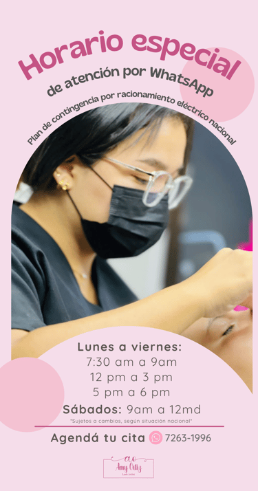 Horario especial por suspensión eléctrica en Costa Rica - Amy Ortiz Lash Artist