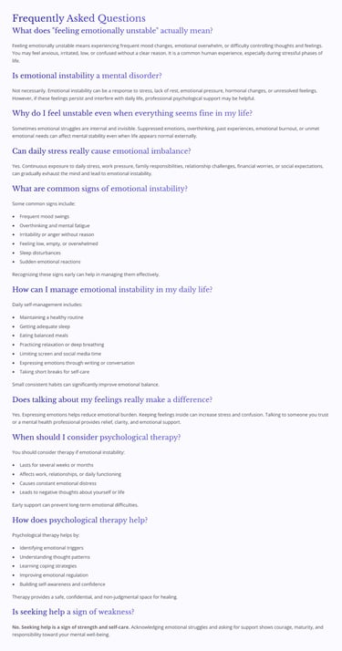 FAQs on Emotional Instability and how Therapy can help