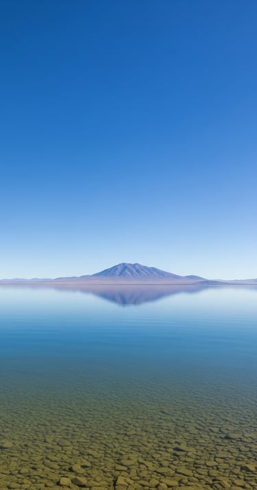 a lake with a mountain in the background