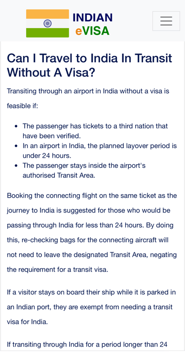 Indicaciones sobre la visa de transito a india 