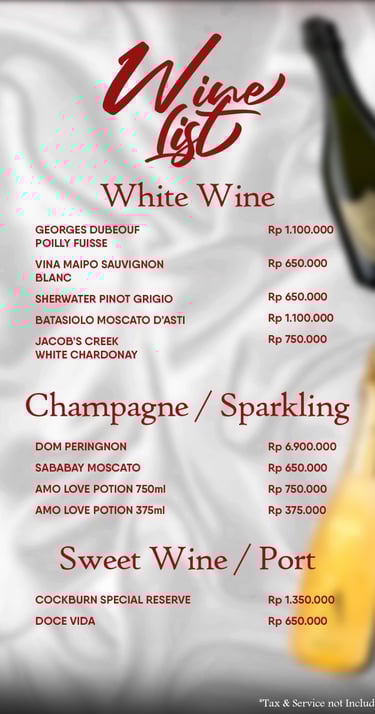 Pilihan Champagne, Sweet / Port Wine di Bistronomix Medan