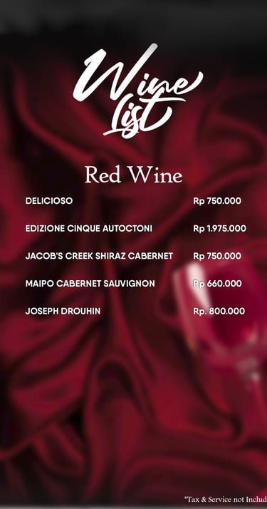 Pilihan Red Wine di Bistronomix Medan