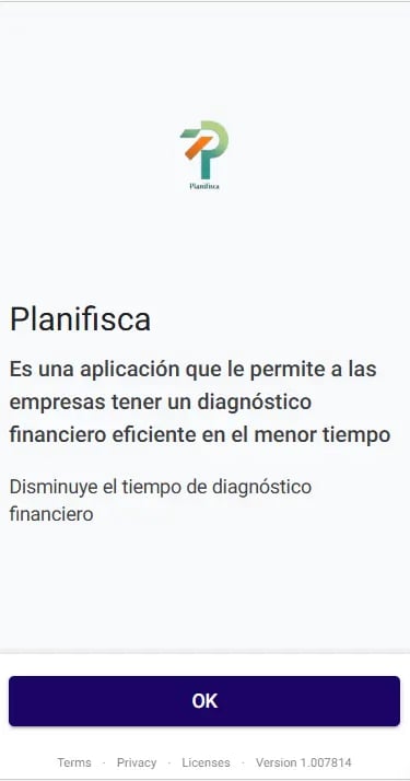 Vista de la plataforma Planifisca en versión móvil