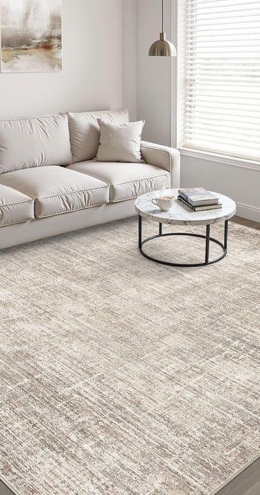 8x10 Area Rugs Living Room: Washable Large Neutral Brown Rug