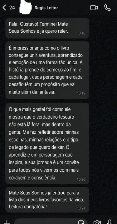 Avaliação WhatsApp Livro Mate Seus Sonhos