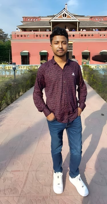 a man standing in front of a building