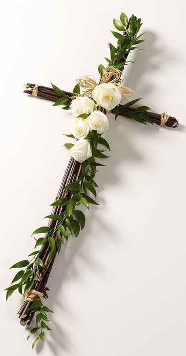 Décoration tombe avec fleur , croix, les rameaux, cimetiere, livraison gratuite Sepulture49