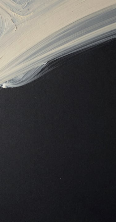 Abstract artwork focusing on the tension between a bright Soft off-white streak and a vast Deep charcoal void, textural and contemplative.