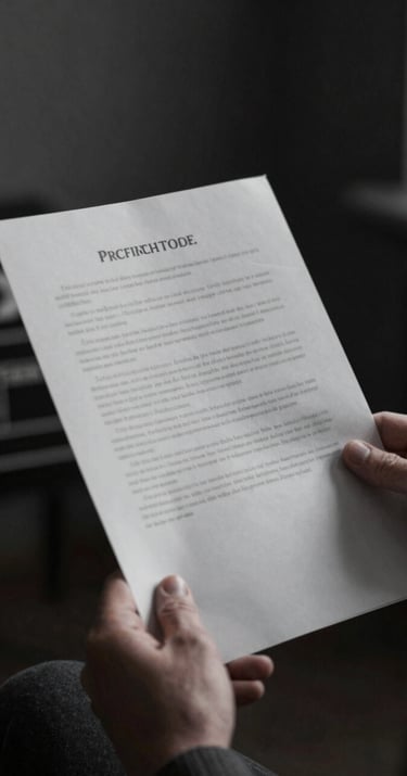 An actor's hand holding a film script, shot in a moody #333333 interior, soft focus #A8A8A8 light hitting the paper, cinematic film grain, minimalist composition.