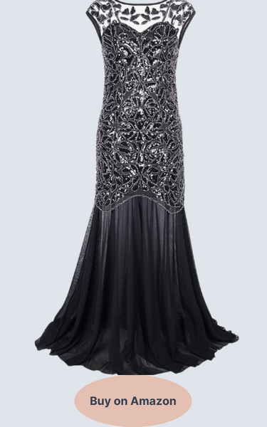PrettyGuide Women 's 1920s Black Sequin Gatsby Maxi Long Evening Prom Dress