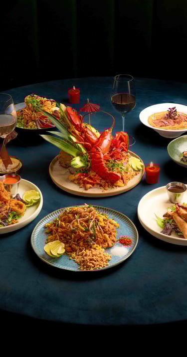Social media agency Toronto capturing a luxury Thai food spread for restaurant marketing.