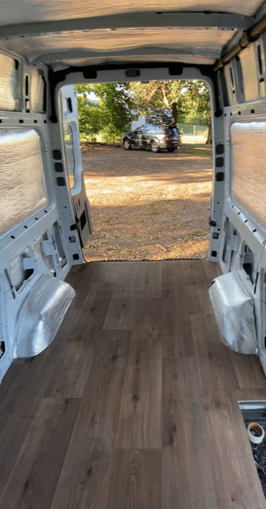 vinyl sheet floor in campervan diy
