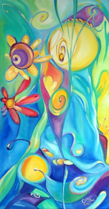 Peinture intuitive, Artiste énergéticien Damien Richard. Saint-Laurent-du-Cros 05500